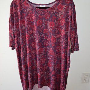 NWT LuLaRoe Irma Hi Lo Tunic Top Shirt Burgundy Purple Floral Flowers Large NEW